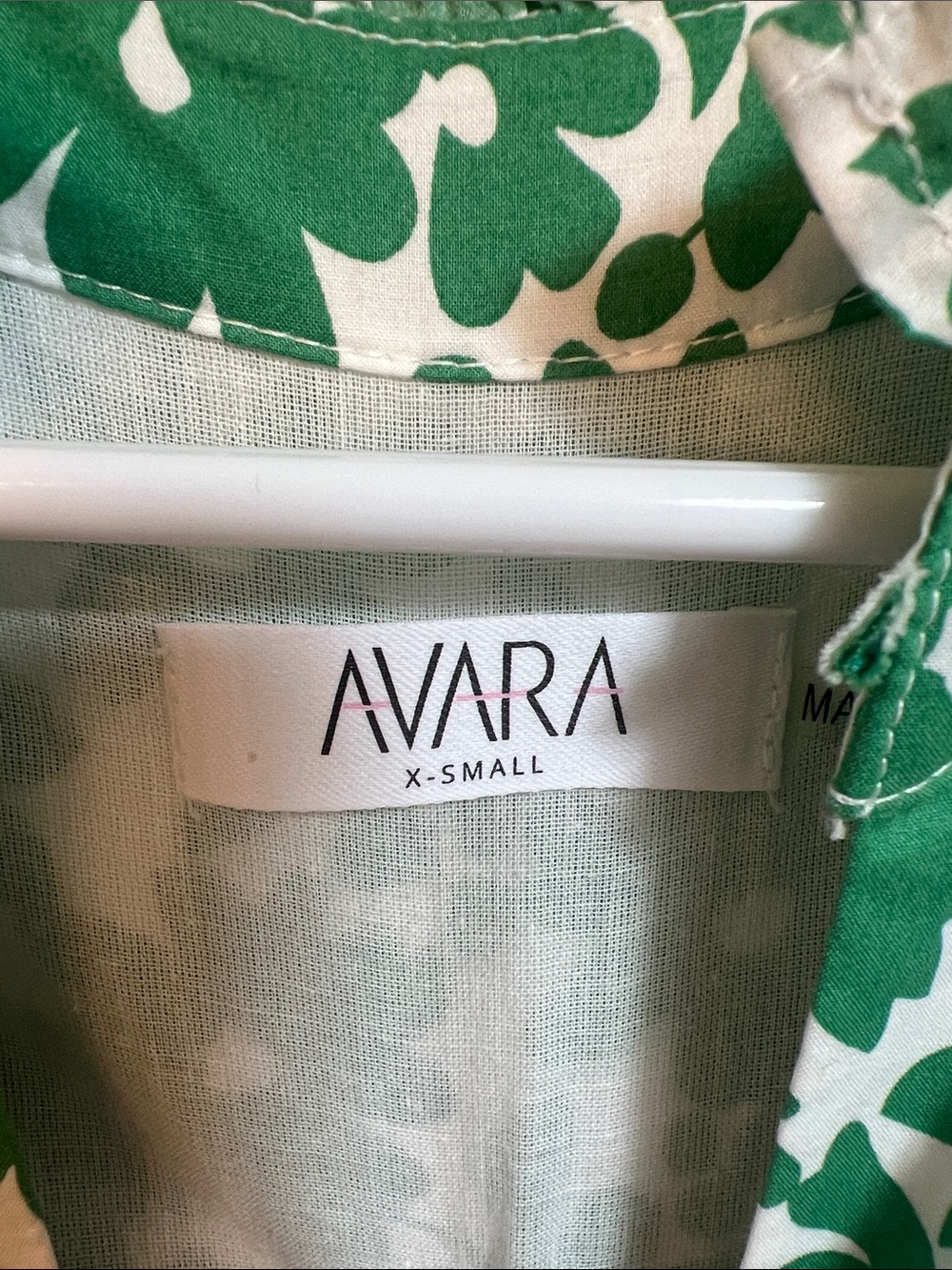 Green Floral Mini Dress with Pink Pom Trim - Picture 2 of 5